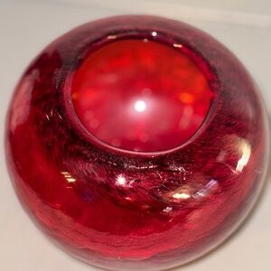 Super Rare swirl Elegant Ruby Red Glass Vase Candle Holder Heavy Many Toned